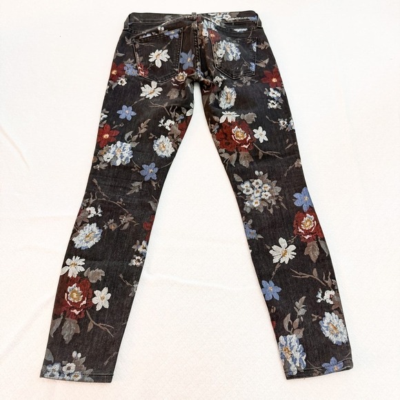 Current Elliott The Stiletto Black Wildflower Denim Jeans Size 24 - Picture 4 of 8